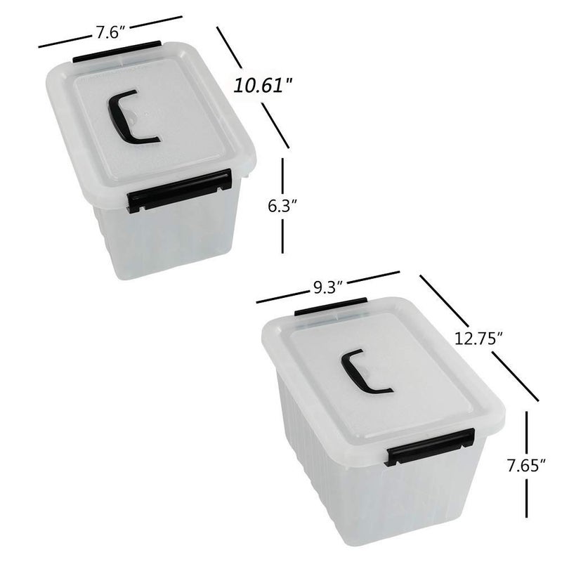 Obstnny 12 Quart&6 Quart Plastic Latching Box With Handles, Clear Storage Bins with Lid - Image 2